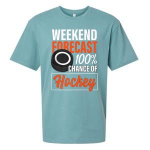 Funny Hockey Lovers Weekend Forecast Chance Of Hockey Cute Gift Sueded Cloud Jersey T-Shirt