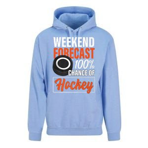 Funny Hockey Lovers Weekend Forecast Chance Of Hockey Cute Gift Unisex Surf Hoodie