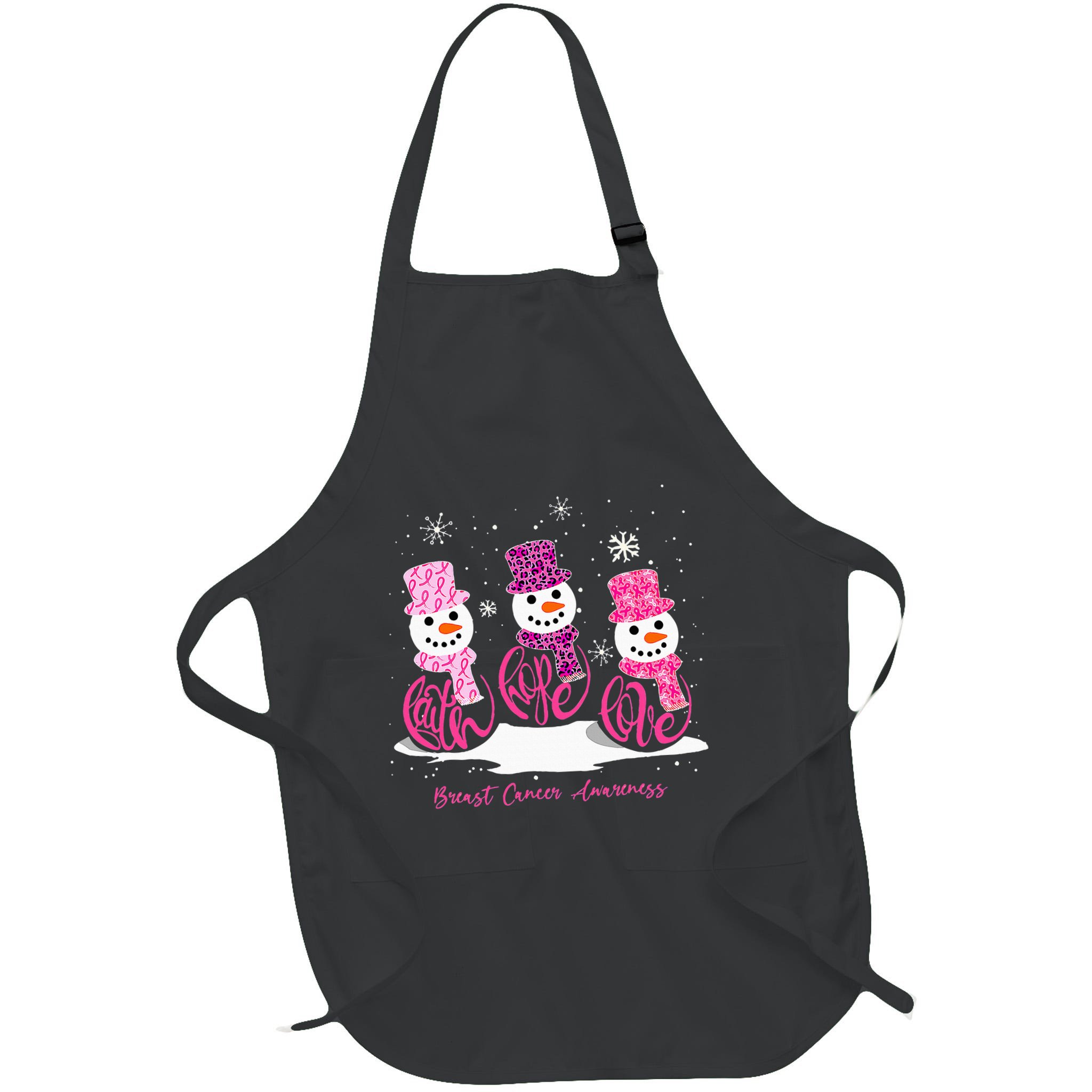 Faith Hope Love Breast Cancer Awareness Christmas Snowman Apron