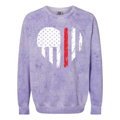 Firefighter Heart Love Distressed Usa Flag Wife Friend Gift Colorblast Crewneck Sweatshirt