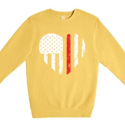 Firefighter Heart Love Distressed Usa Flag Wife Friend Gift Premium Crewneck Sweatshirt