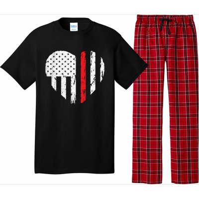 Firefighter Heart Love Distressed Usa Flag Wife Friend Gift Pajama Set