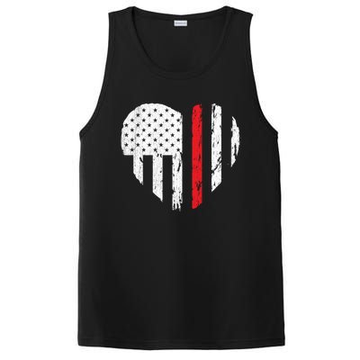 Firefighter Heart Love Distressed Usa Flag Wife Friend Gift PosiCharge Competitor Tank