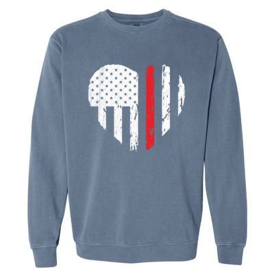 Firefighter Heart Love Distressed Usa Flag Wife Friend Gift Garment-Dyed Sweatshirt