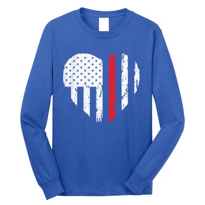 Firefighter Heart Love Distressed Usa Flag Wife Friend Gift Long Sleeve Shirt