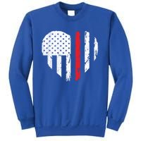 Firefighter Heart Love Distressed Usa Flag Wife Friend Gift Sweatshirt