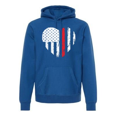 Firefighter Heart Love Distressed Usa Flag Wife Friend Gift Premium Hoodie