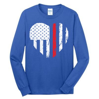 Firefighter Heart Love Distressed Usa Flag Wife Friend Gift Tall Long Sleeve T-Shirt