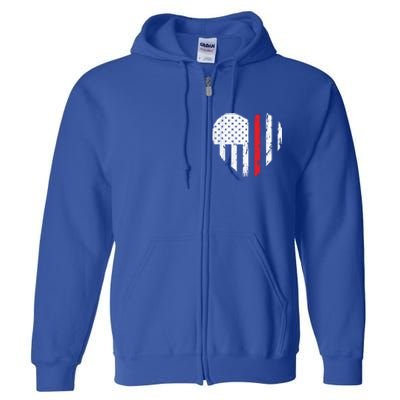 Firefighter Heart Love Distressed Usa Flag Wife Friend Gift Full Zip Hoodie