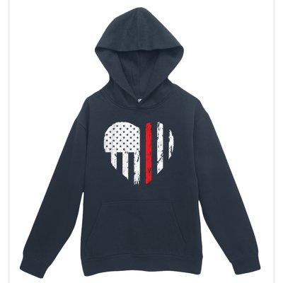 Firefighter Heart Love Distressed Usa Flag Wife Friend Gift Urban Pullover Hoodie