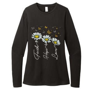 Faith Hope Love Daisy Butterfly Jesus Christian Clothing Cool Gift Womens CVC Long Sleeve Shirt