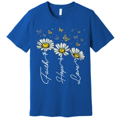 Faith Hope Love Daisy Butterfly Jesus Christian Clothing Cool Gift Premium T-Shirt
