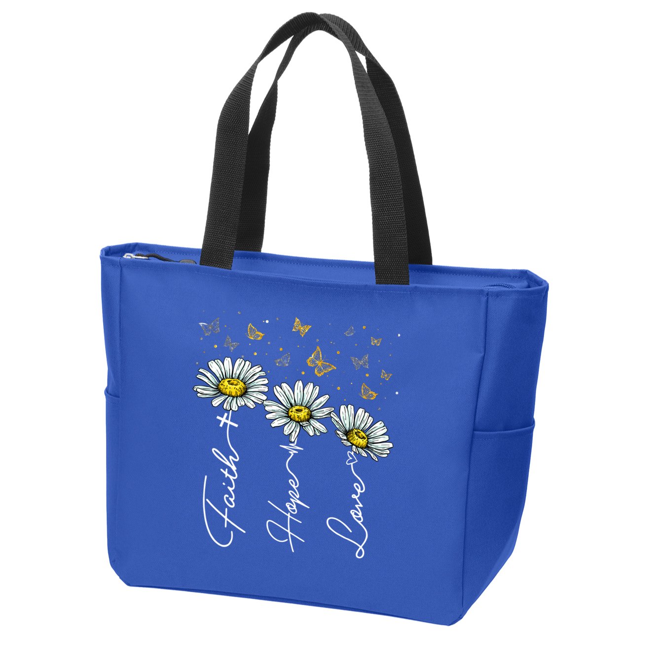 Faith Hope Love Daisy Butterfly Jesus Christian Clothing Cool Gift Zip Tote Bag