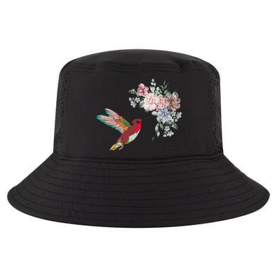 Flowers Hummingbird Lover Vintage Nature Hummingbird Meaningful Gift Cool Comfort Performance Bucket Hat