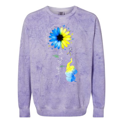 Faith Hope Love Awareness Downs Syndrome The Blue Elephant Colorblast Crewneck Sweatshirt