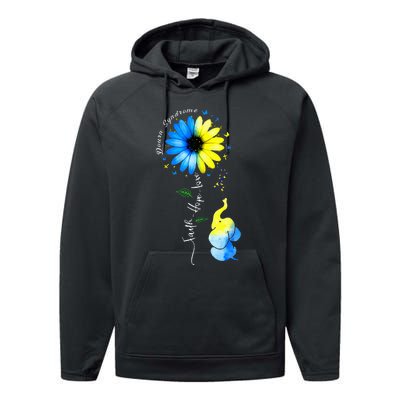 Faith Hope Love Awareness Downs Syndrome The Blue Elephant Performance Fleece Hoodie