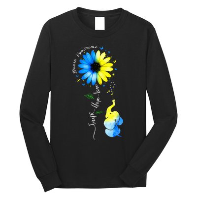 Faith Hope Love Awareness Downs Syndrome The Blue Elephant Long Sleeve Shirt