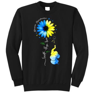 Faith Hope Love Awareness Downs Syndrome The Blue Elephant Sweatshirt