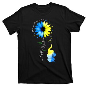 Faith Hope Love Awareness Downs Syndrome The Blue Elephant T-Shirt