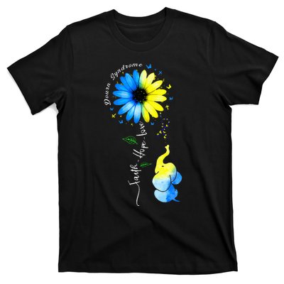 Faith Hope Love Awareness Downs Syndrome The Blue Elephant T-Shirt