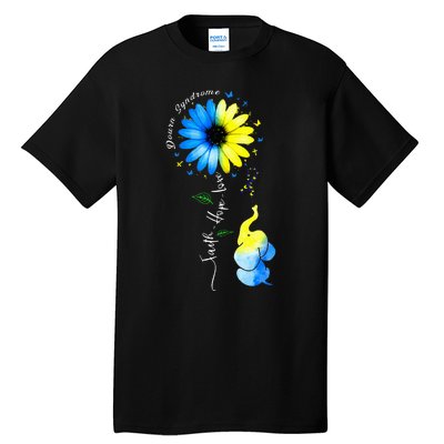 Faith Hope Love Awareness Downs Syndrome The Blue Elephant Tall T-Shirt