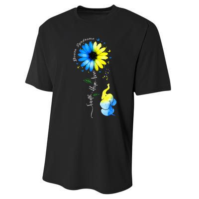 Faith Hope Love Awareness Downs Syndrome The Blue Elephant Performance Sprint T-Shirt