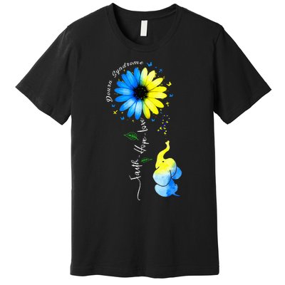 Faith Hope Love Awareness Downs Syndrome The Blue Elephant Premium T-Shirt