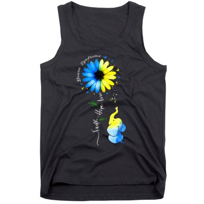 Faith Hope Love Awareness Downs Syndrome The Blue Elephant Tank Top