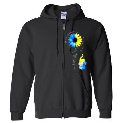 Faith Hope Love Awareness Downs Syndrome The Blue Elephant Full Zip Hoodie