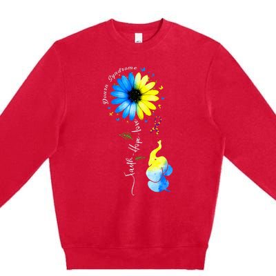 Faith Hope Love Awareness Downs Syndrome The Blue Elephant Premium Crewneck Sweatshirt