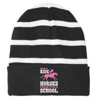 Funny Horse Lover Graphic For Girls And Boys Horse Fan Funny Gift Striped Beanie with Solid Band