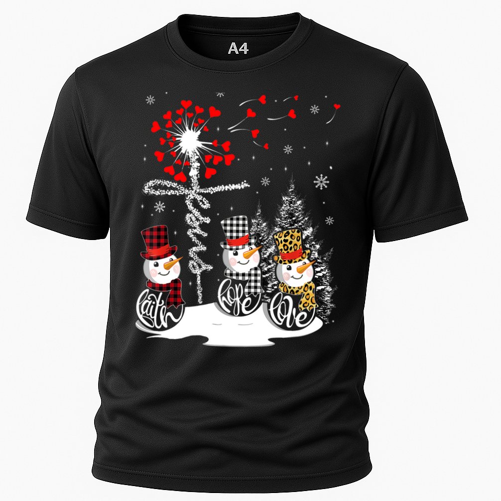 Faith Hope Love Snowman Jesus Dandelion Christian Christmas TShirt Cooling Performance Crew T-Shirt