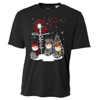 Faith Hope Love Snowman Jesus Dandelion Christian Christmas TShirt Cooling Performance Crew T-Shirt