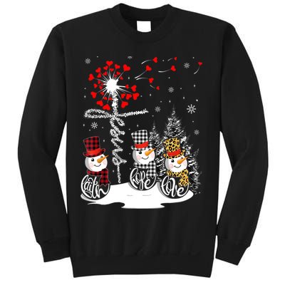 Faith Hope Love Snowman Jesus Dandelion Christian Christmas TShirt Sweatshirt