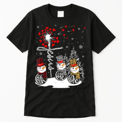 Faith Hope Love Snowman Jesus Dandelion Christian Christmas TShirt Tall T-Shirt