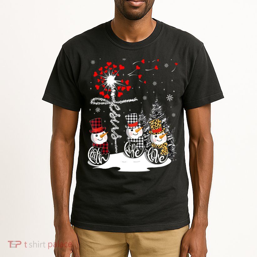 Faith Hope Love Snowman Jesus Dandelion Christian Christmas TShirt Tall T-Shirt