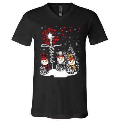 Faith Hope Love Snowman Jesus Dandelion Christian Christmas TShirt V-Neck T-Shirt