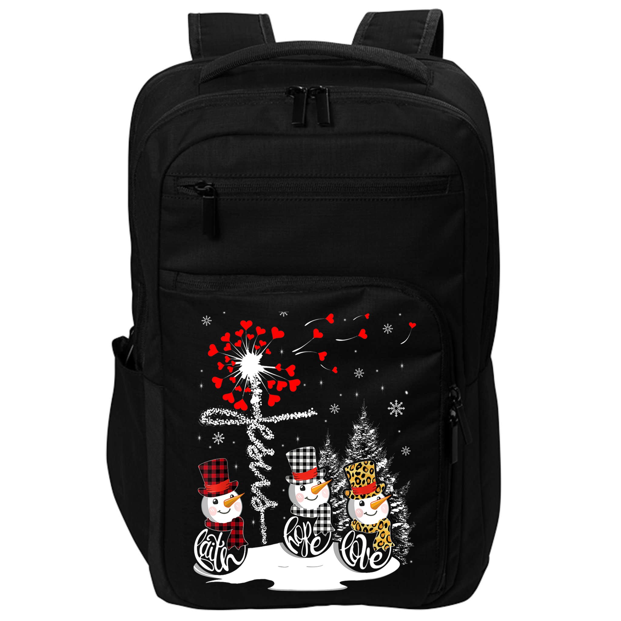 Faith Hope Love Snowman Jesus Dandelion Christian Christmas TShirt Impact Tech Backpack