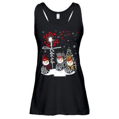 Faith Hope Love Snowman Jesus Dandelion Christian Christmas TShirt Ladies Essential Flowy Tank