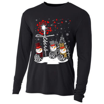 Faith Hope Love Snowman Jesus Dandelion Christian Christmas TShirt Cooling Performance Long Sleeve Crew