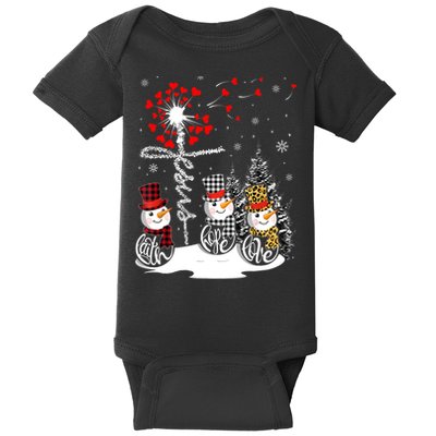 Faith Hope Love Snowman Jesus Dandelion Christian Christmas TShirt Baby Bodysuit