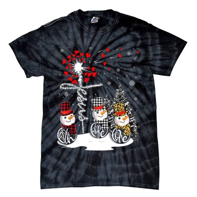 Faith Hope Love Snowman Jesus Dandelion Christian Christmas TShirt Tie-Dye T-Shirt