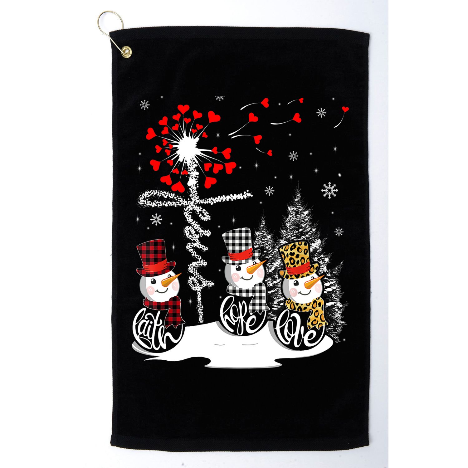 Faith Hope Love Snowman Jesus Dandelion Christian Christmas TShirt Golf Towel
