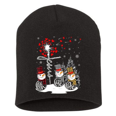 Faith Hope Love Snowman Jesus Dandelion Christian Christmas TShirt Short Acrylic Beanie