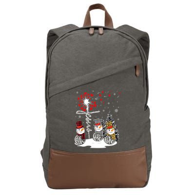 Faith Hope Love Snowman Jesus Dandelion Christian Christmas TShirt Cotton Canvas Backpack