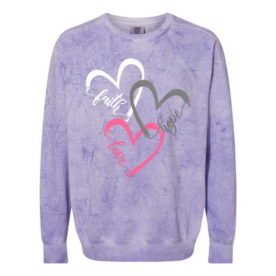 Faith Hope Love Hearts Tee Colorblast Crewneck Sweatshirt