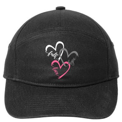 Faith Hope Love Hearts Tee 7-Panel Snapback Hat