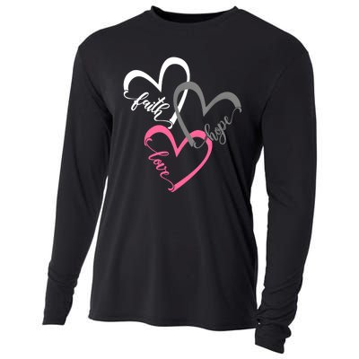 Faith Hope Love Hearts Tee Cooling Performance Long Sleeve Crew