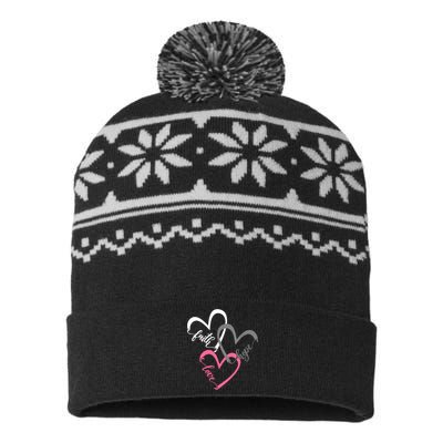 Faith Hope Love Hearts Tee USA-Made Snowflake Beanie