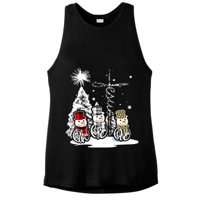 Faith Hope Love Jesus Snowman Plaid Leopard Christmas Gift Ladies PosiCharge Tri-Blend Wicking Tank
